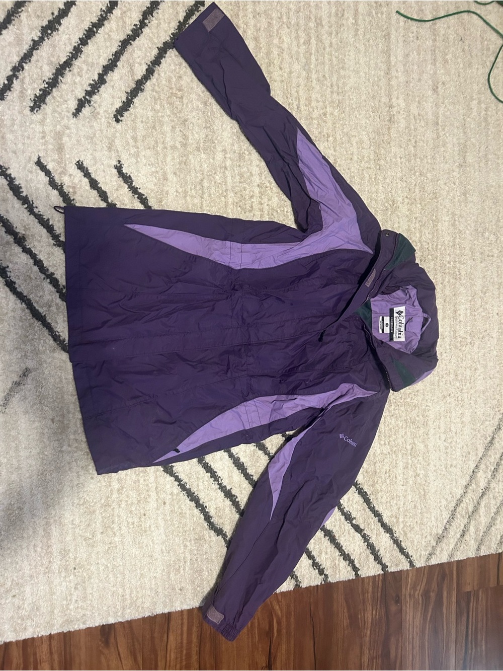 Columbia Dark Purple and Light Purple Hooded Rain Shell